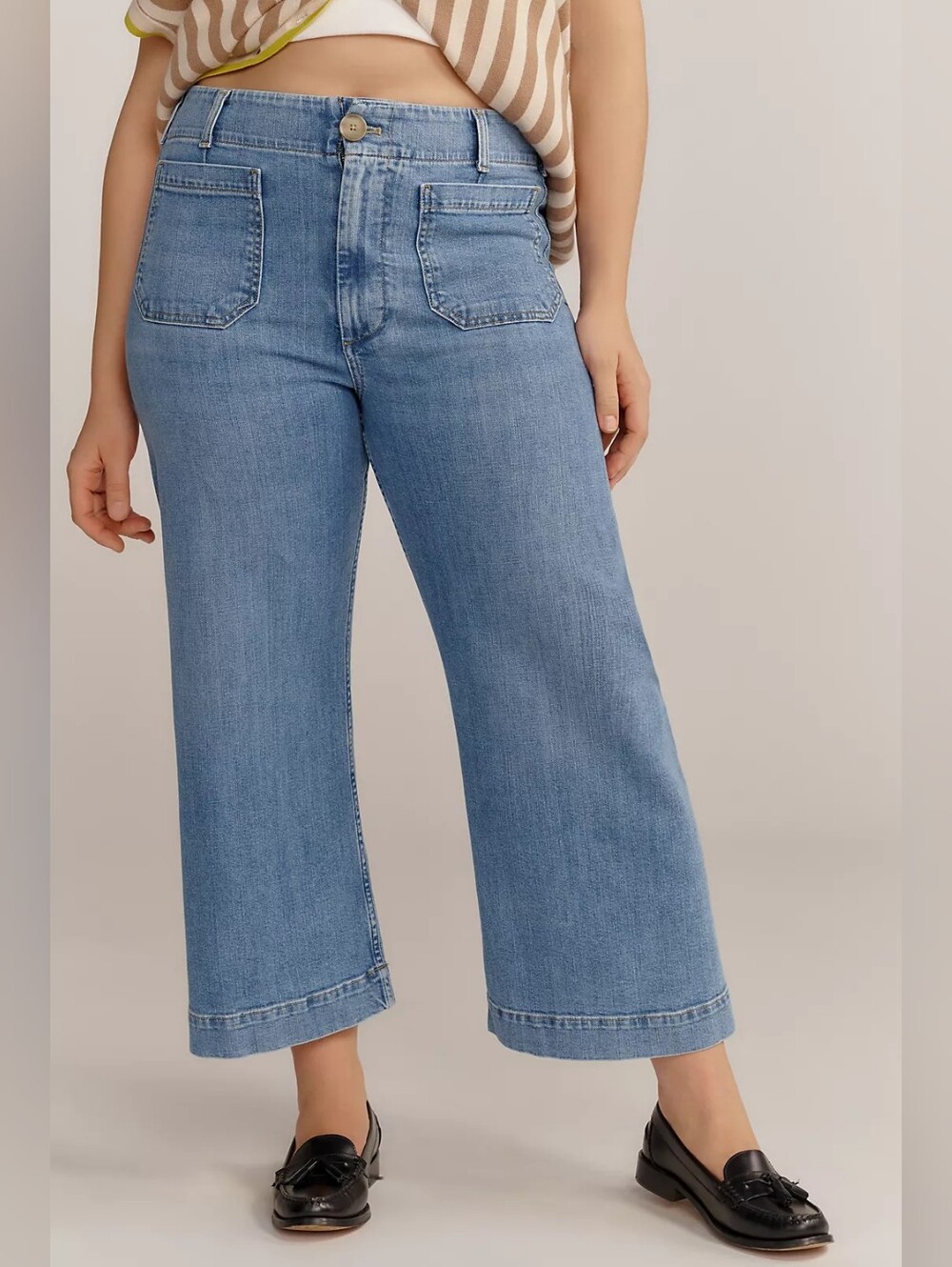 Anthropologie Maeve The Colette High Rise Cropped Wide Leg Jeans size 34